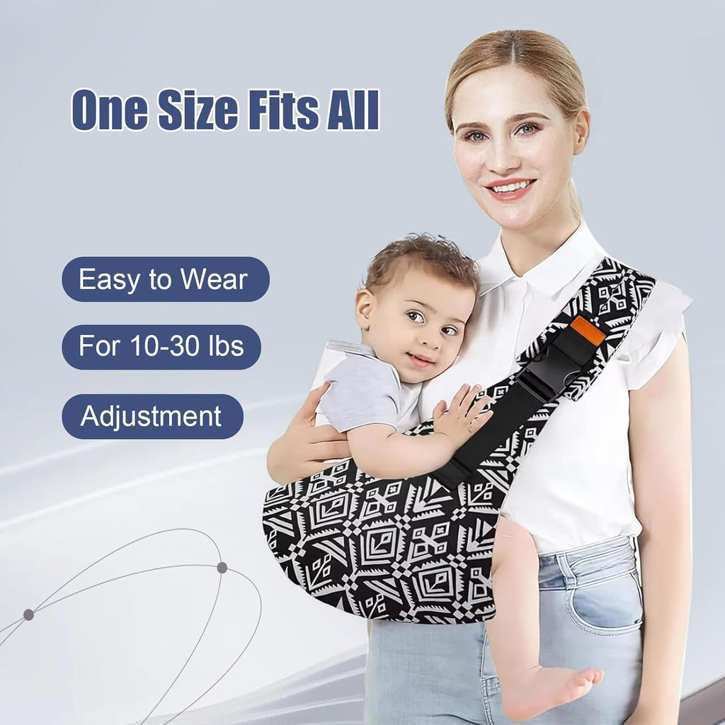 Baby Sling Carrier,Baby Carrier Newborn to Toddler,Adjustable and Lightweight Toddler Carrier(10-30Lbs),Baby Sling with Safety Buckle(Cloth,Brown)