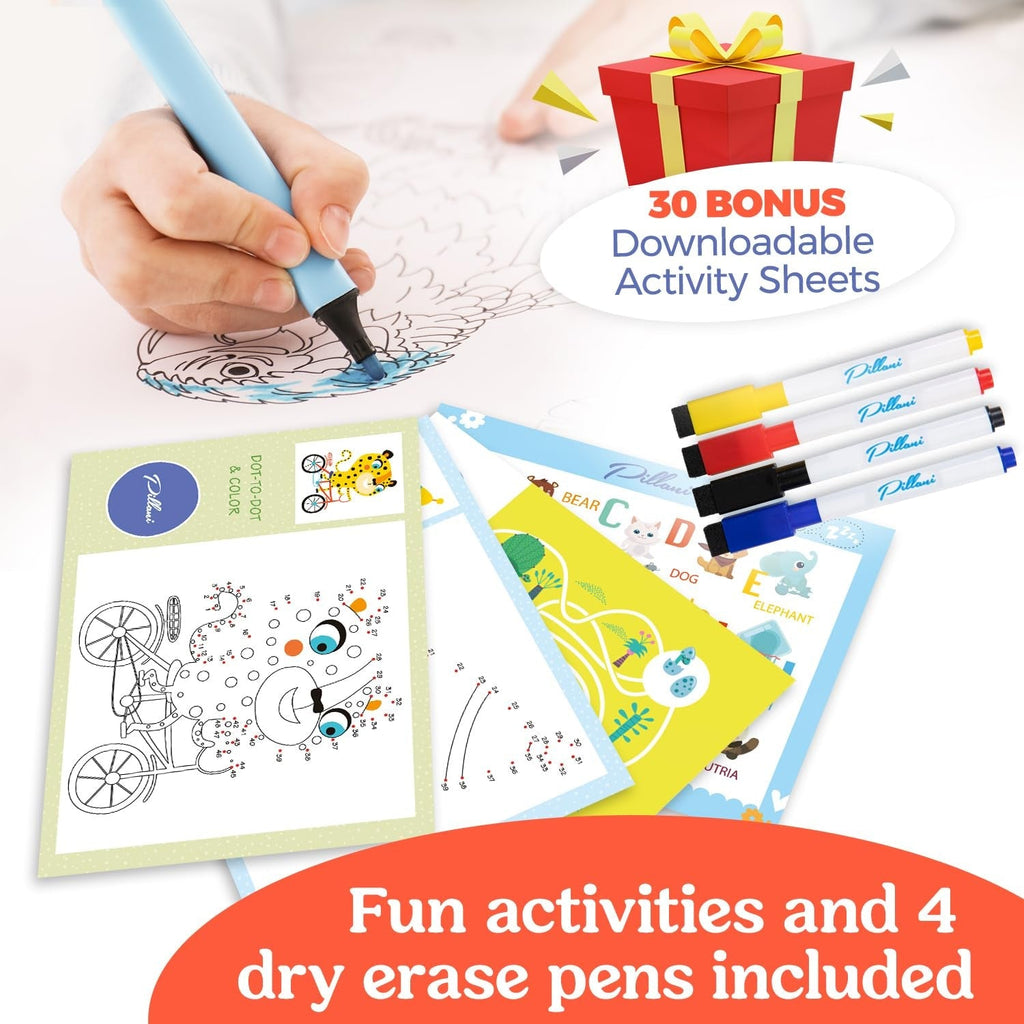 Kids Travel Tray for Car - Car Seat Tray with Activity Sheets & Pens, Road Trip Essentials for Car & Airplane, Must Have Toddler Travel Lap Desk Accessories - Road Trip Activities for Kids