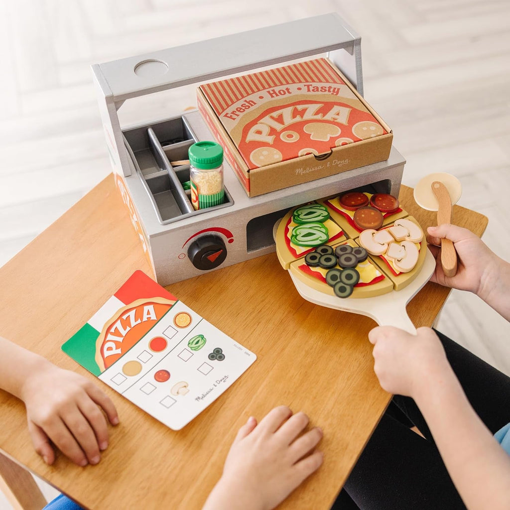Top & Bake Wooden Pizza Counter Play Set (41 Pcs) - FSC Certified