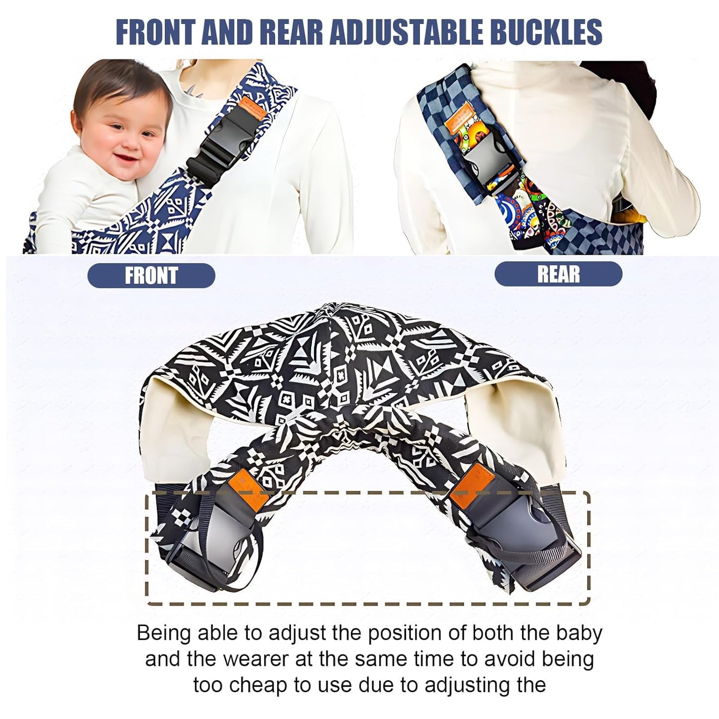 Baby Sling Carrier,Baby Carrier Newborn to Toddler,Adjustable and Lightweight Toddler Carrier(10-30Lbs),Baby Sling with Safety Buckle(Cloth,Brown)