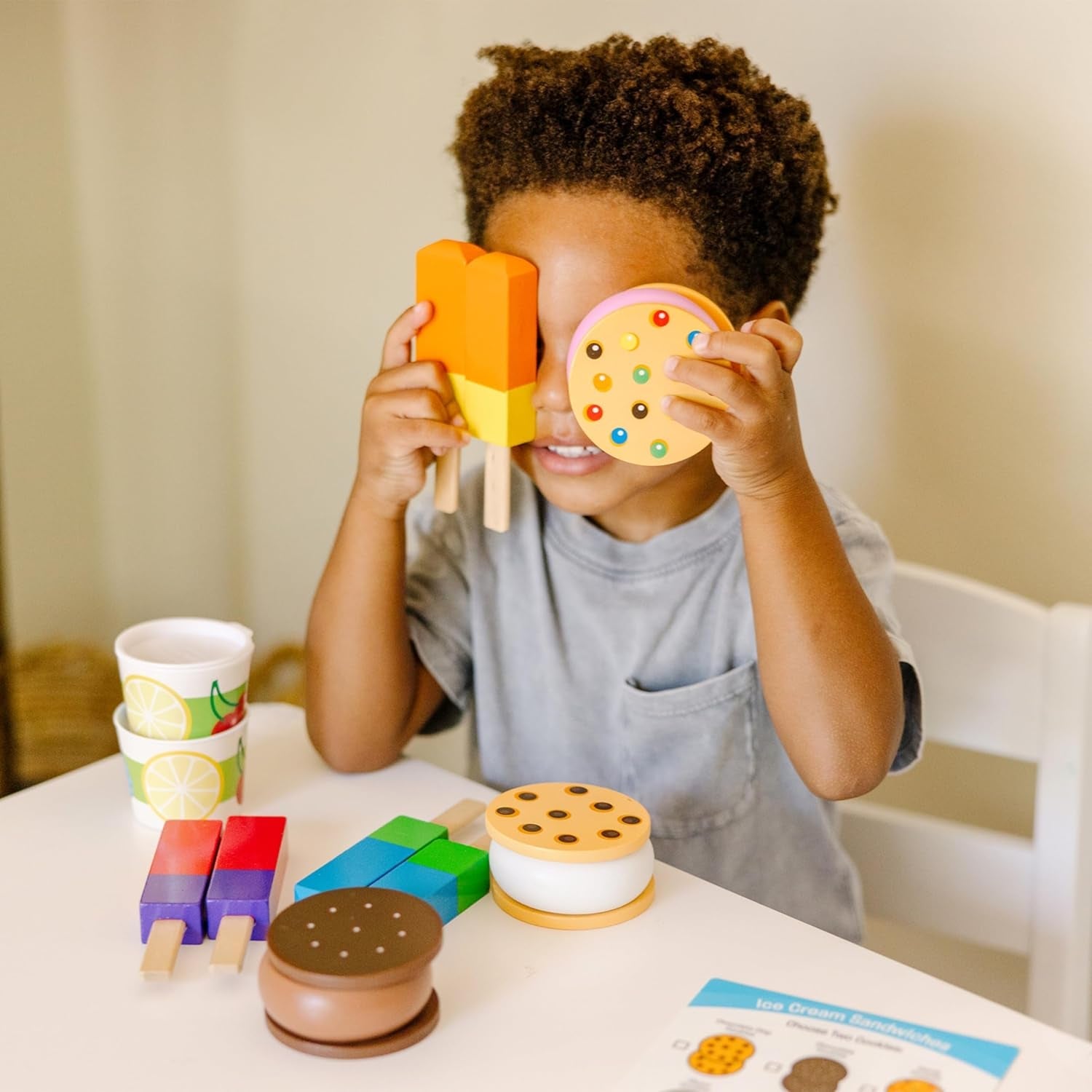 Wooden Frozen Treats Ice Cream Play Set (24 Pcs) - Play Food and Accessories Food Toys for Toddlers and Kids 3+
